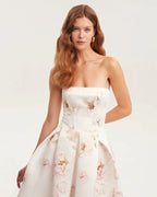 Strapless Floral Midi Dress H6410