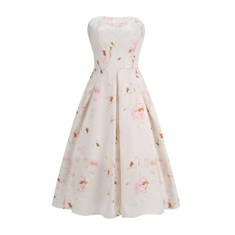 Strapless Floral Midi Dress H6410