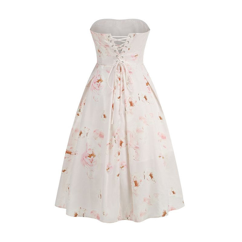Strapless Floral Midi Dress H6410