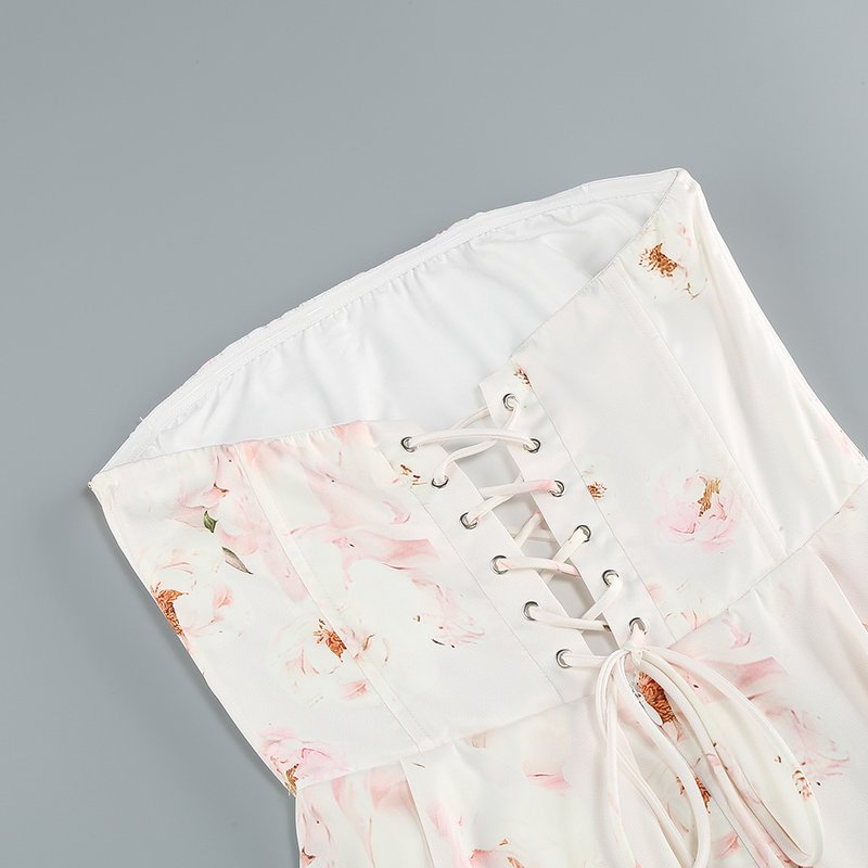 Strapless Floral Midi Dress H6410