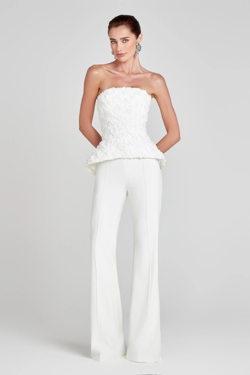 Strapless Floral Peplum Tuxedo Pant Set H7030