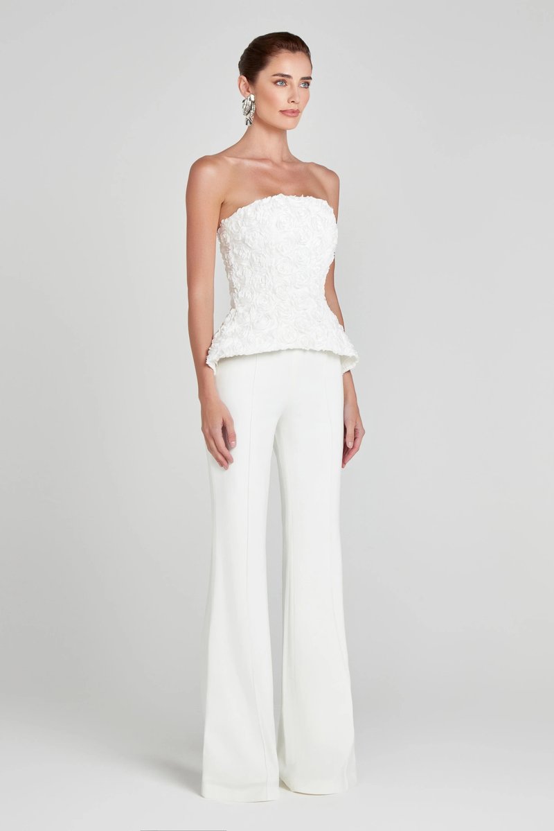 Strapless Floral Peplum Tuxedo Pant Set H7030