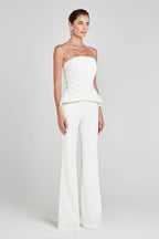Strapless Floral Peplum Tuxedo Pant Set H7030
