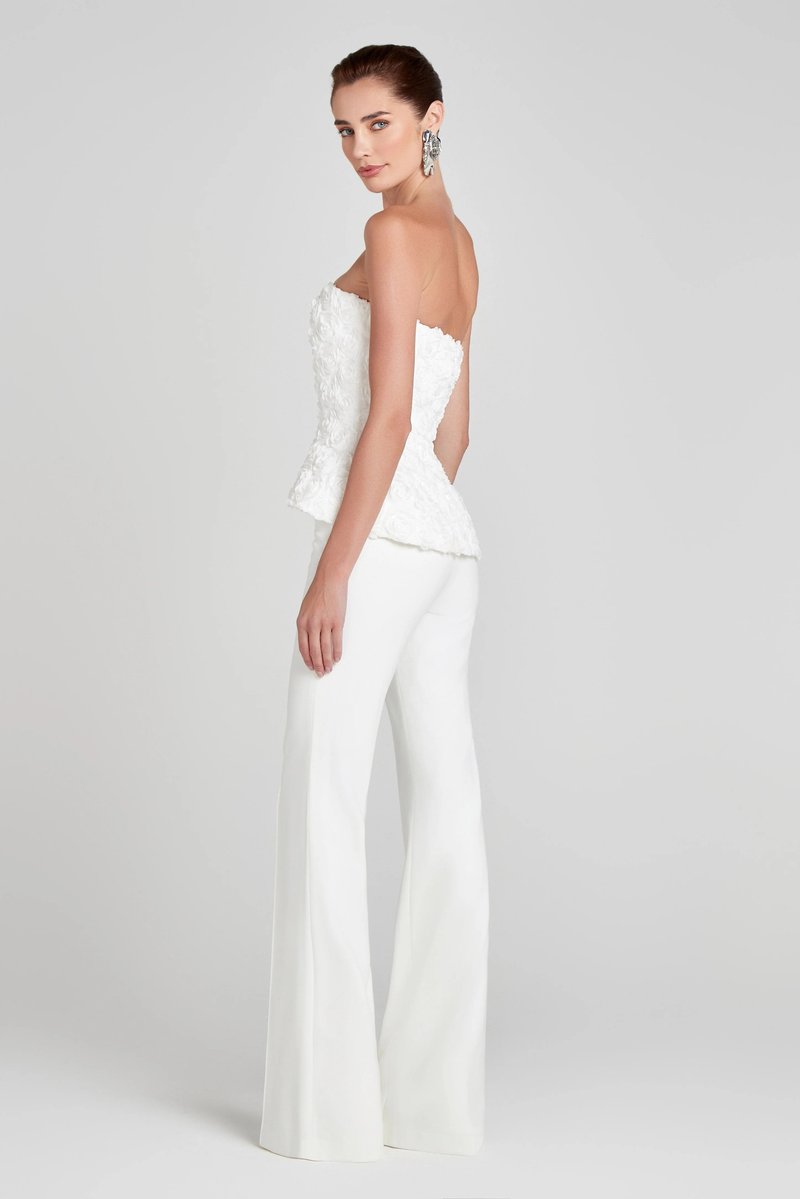 Strapless Floral Peplum Tuxedo Pant Set H7030