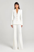 Strapless Floral Peplum Tuxedo Pant Set H7030
