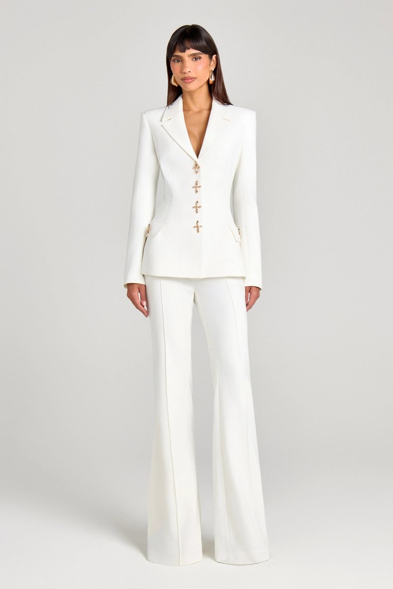 Strapless Floral Peplum Tuxedo Pant Set H7030