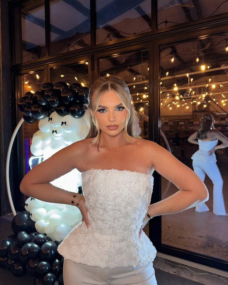 Strapless Floral Peplum Tuxedo Pant Set H7030