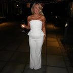 Strapless Floral Peplum Tuxedo Pant Set H7030