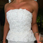 Strapless Floral Peplum Tuxedo Pant Set H7030