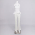 Strapless Floral Peplum Tuxedo Pant Set H7030