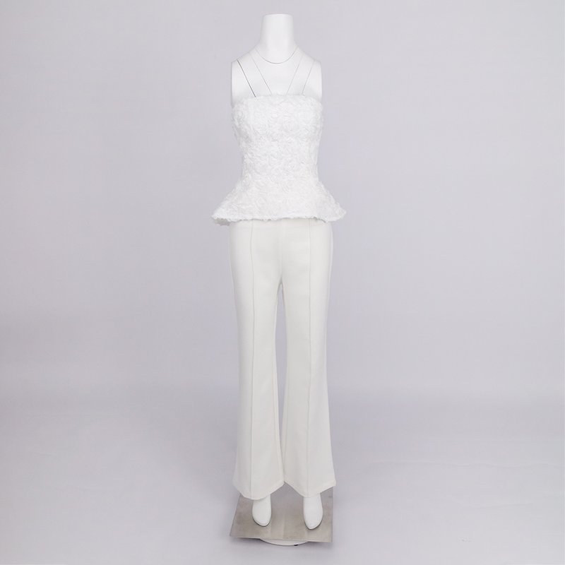 Strapless Floral Peplum Tuxedo Pant Set H7030