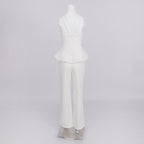 Strapless Floral Peplum Tuxedo Pant Set H7030