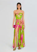 Strapless Floral Print Maxi Dress H6260