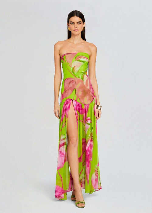 Strapless Floral Print Maxi Dress H6260