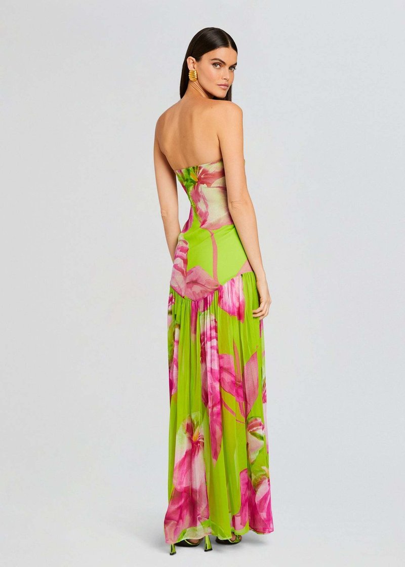 Strapless Floral Print Maxi Dress H6260