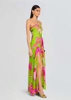 Strapless Floral Print Maxi Dress H6260