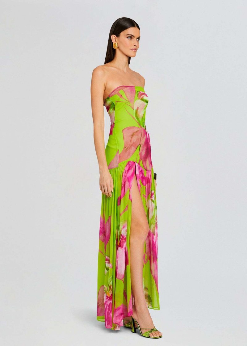 Strapless Floral Print Maxi Dress H6260