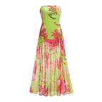 Strapless Floral Print Maxi Dress H6260