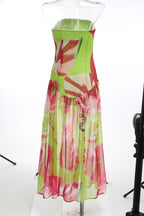 Strapless Floral Print Maxi Dress H6260