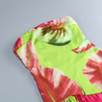 Strapless Floral Print Maxi Dress H6260