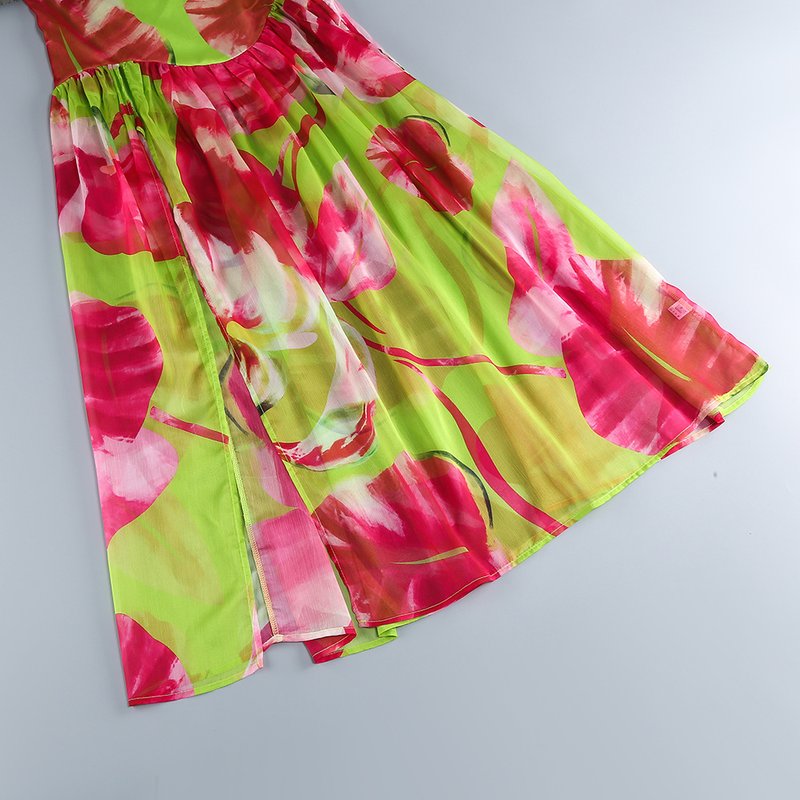 Strapless Floral Print Maxi Dress H6260