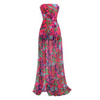 Strapless Floral Print Maxi Dress H6260