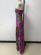 Strapless Floral Print Maxi Dress H6260