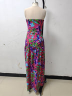 Strapless Floral Print Maxi Dress H6260