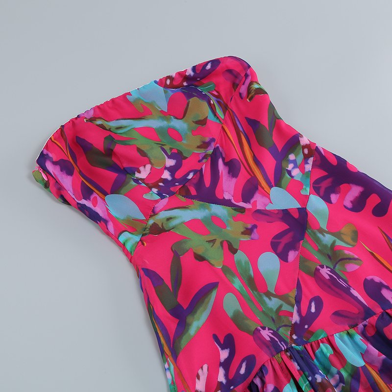 Strapless Floral Print Maxi Dress H6260