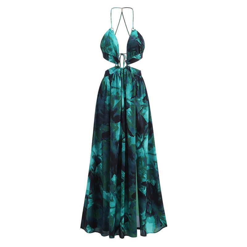 Strapless Floral Print Maxi Dress H6434