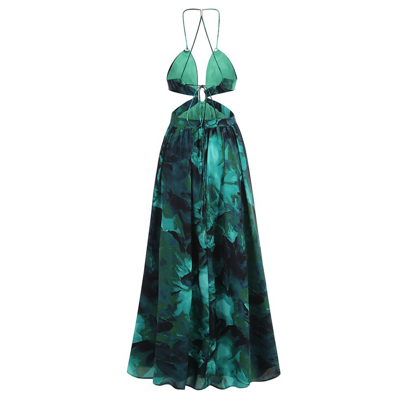 Strapless Floral Print Maxi Dress H6434