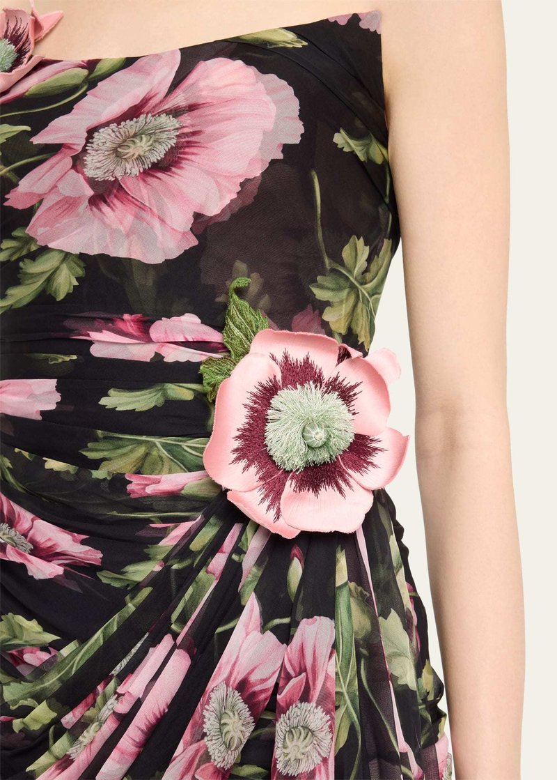 Strapless Floral Ruched Mini Dress H6313