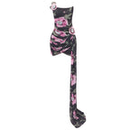 Strapless Floral Ruched Mini Dress H6313