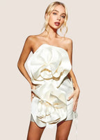 Strapless Floral Ruffle Mini Dress H6053