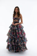 Strapless Floral Tiered Maxi Dress H6895