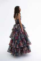 Strapless Floral Tiered Maxi Dress H6895