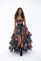 Strapless Floral Tiered Maxi Dress H6895