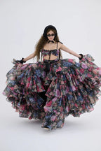 Strapless Floral Tiered Maxi Dress H6895