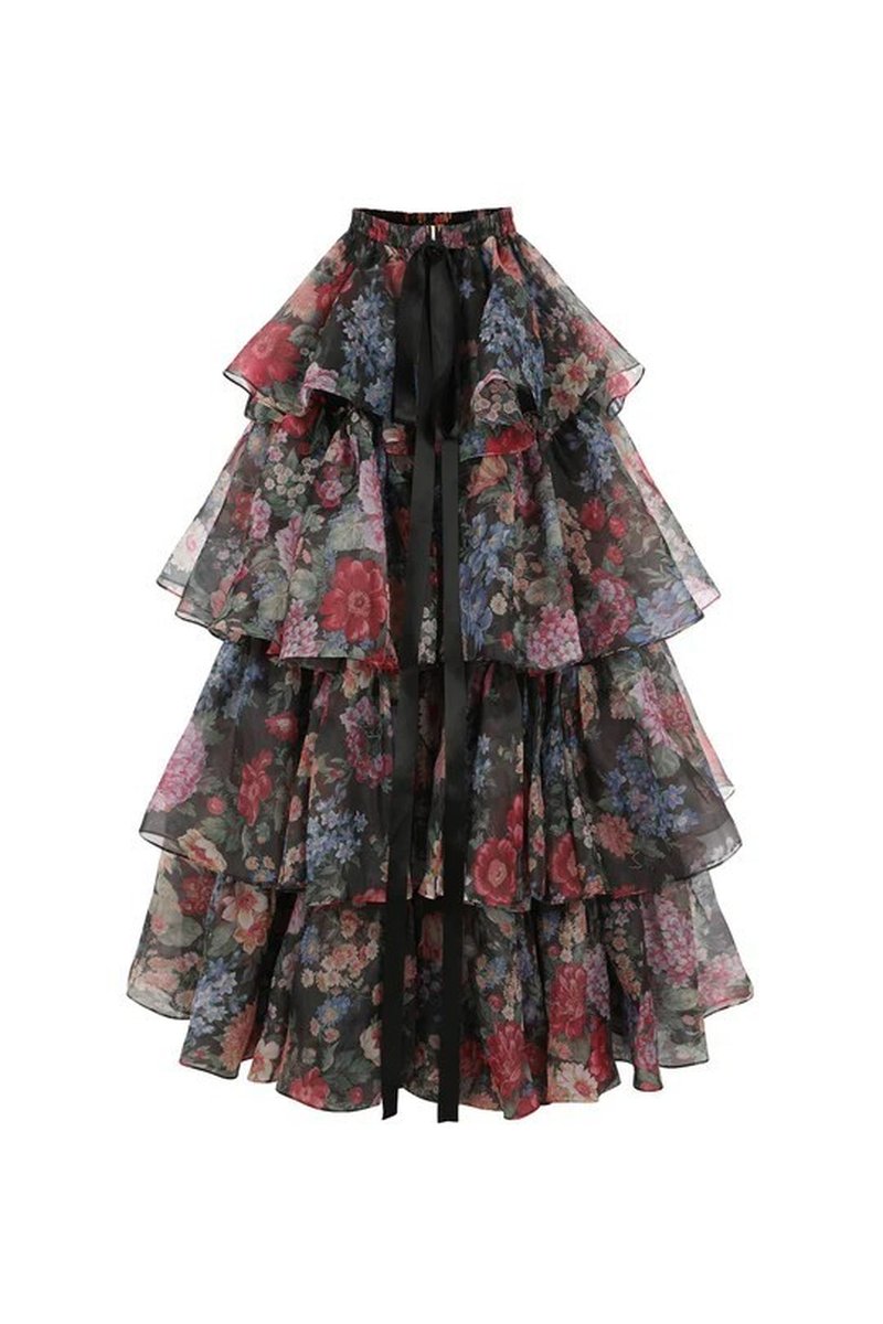 Strapless Floral Tiered Maxi Dress H6895
