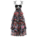 Strapless Floral Tiered Maxi Dress H6895