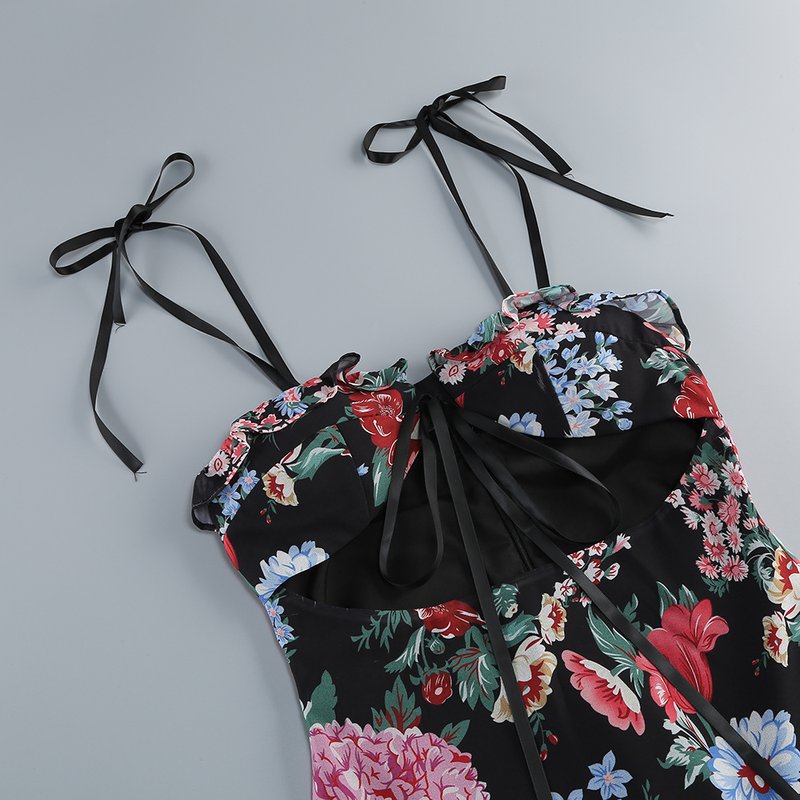 Strapless Floral Tiered Maxi Dress H6895
