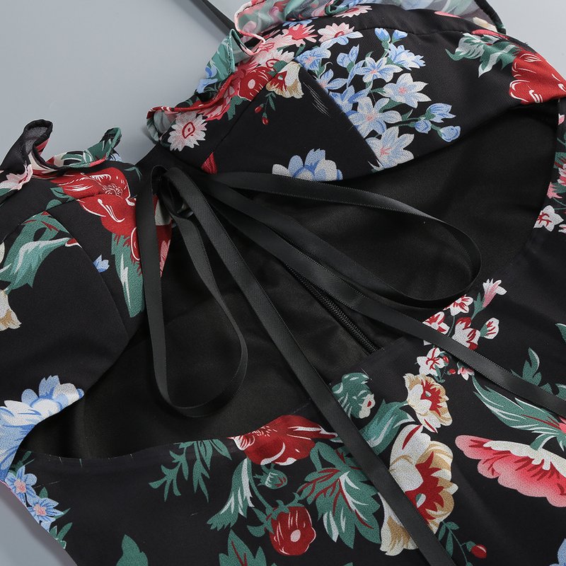 Strapless Floral Tiered Maxi Dress H6895