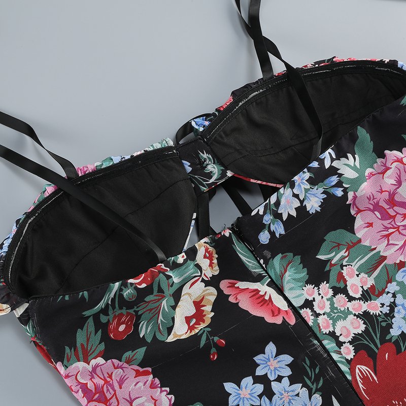 Strapless Floral Tiered Maxi Dress H6895