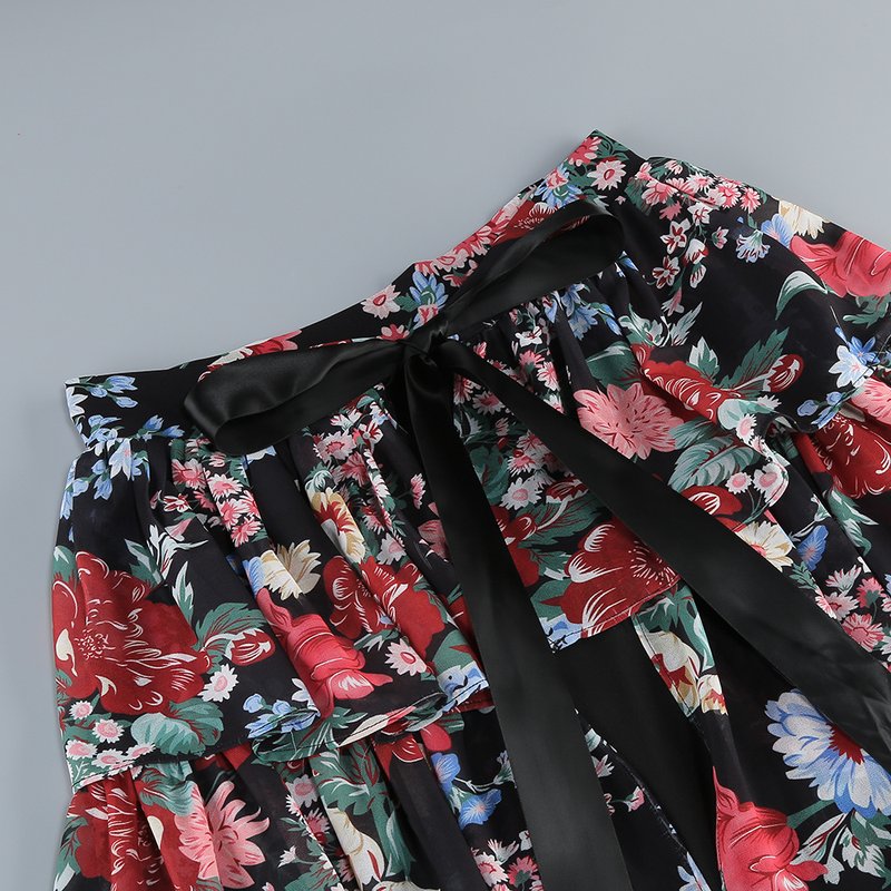 Strapless Floral Tiered Maxi Dress H6895