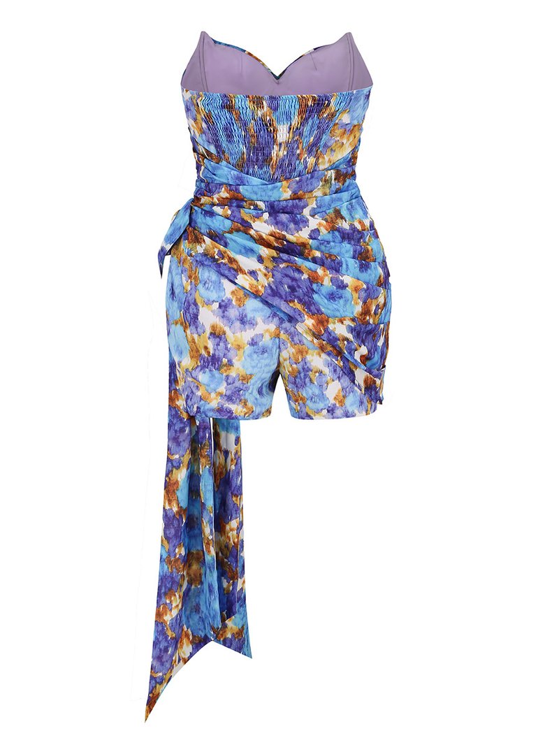 Strapless Floral Wrap Mini Dress H6332