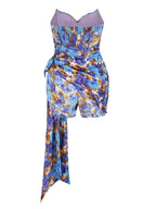 Strapless Floral Wrap Mini Dress H6332