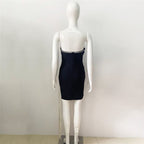 Strapless Fringe Asymmetric Mini Dress H5921