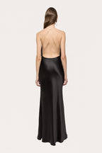 Strapless Fringe Satin Maxi Dress H7152