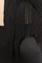Strapless Fringe Satin Maxi Dress H7152