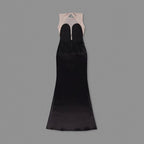 Strapless Fringe Satin Maxi Dress H7152